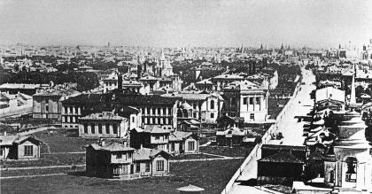 Университетские клиники на Девичьем поле. Общий вид с южной стороны. 1880-е гг.